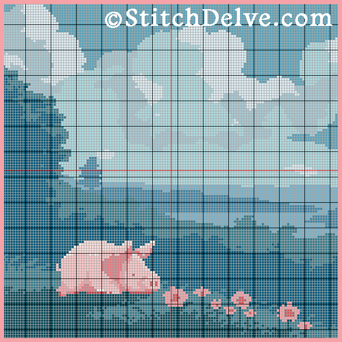 Peter The Pig Sleeps In A Meadow Cross Stitch Pattern - Freebie