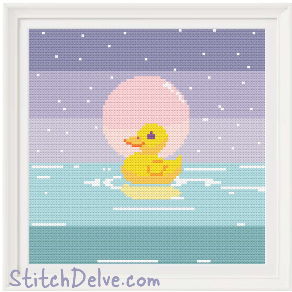 Rubber Duck In The Moonlight - Free Cross Stitch Pattern