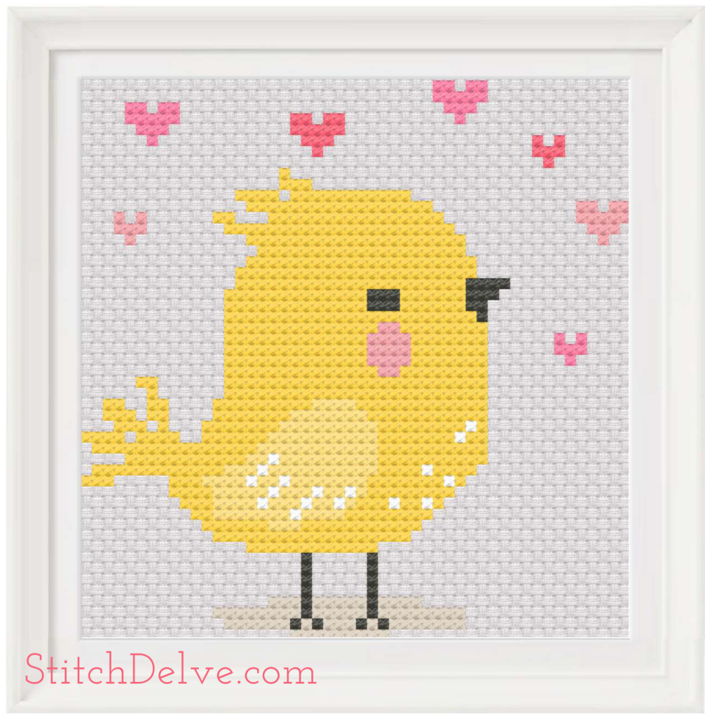 Love Bird Canary Cross Stitch Pattern