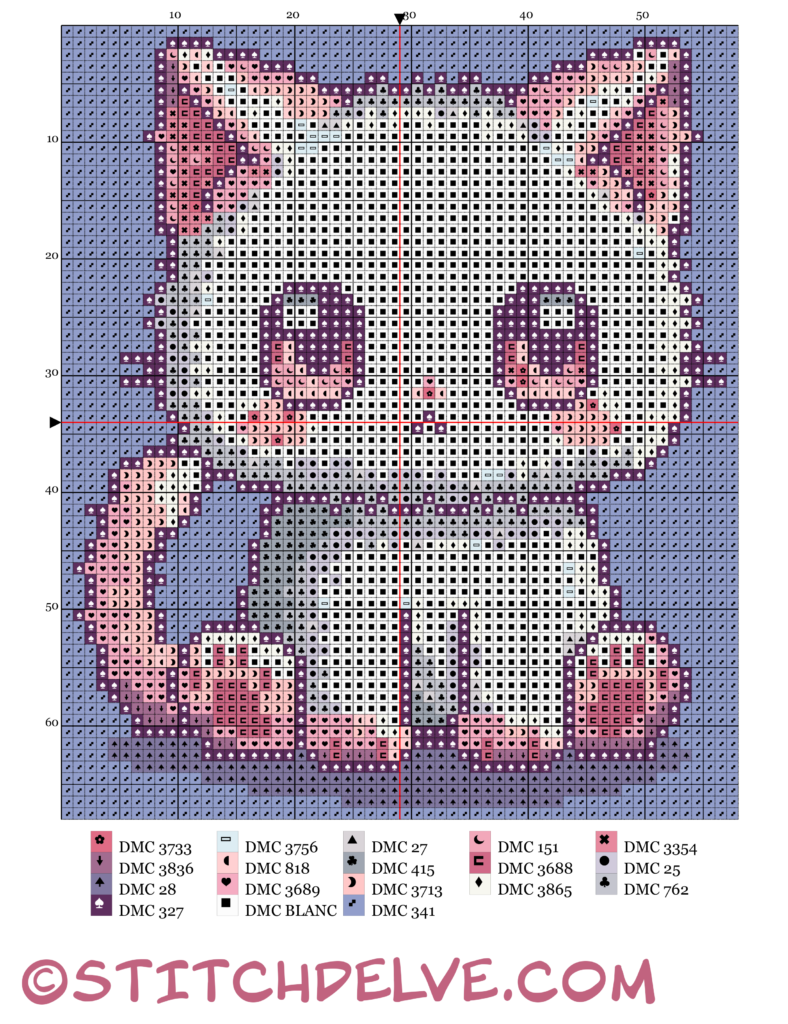 Kawaii White Kitten In Sitting Pose Cross Stitch Pattern