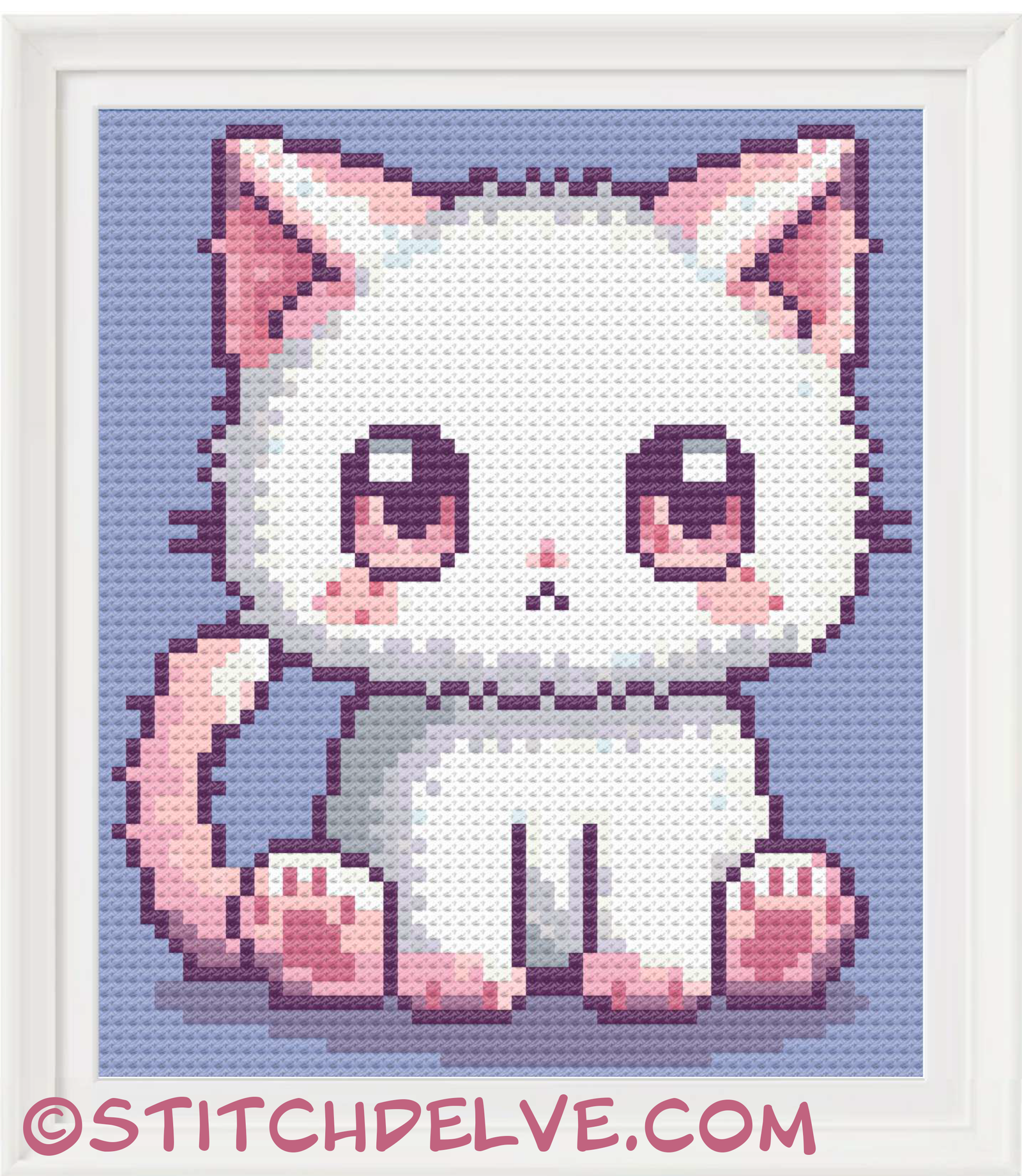 Kawaii Kitten In Sitting Pose Cross Stitch Pattern