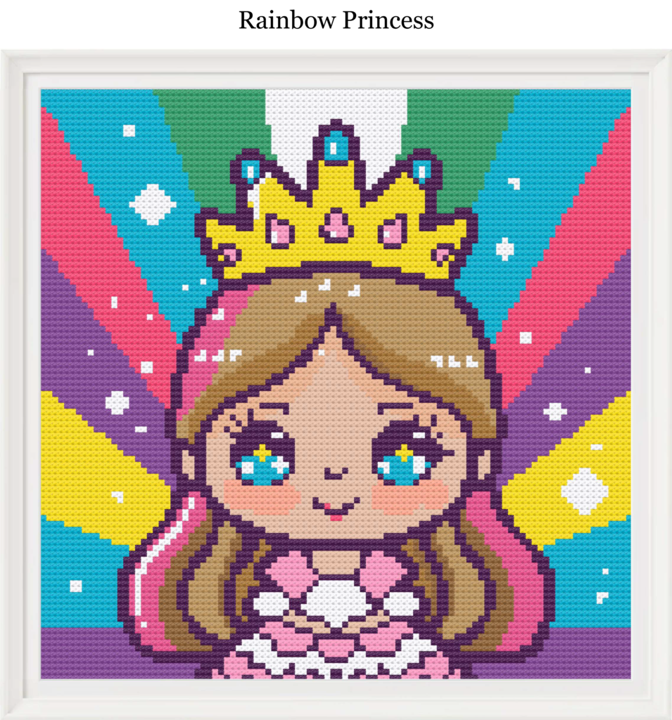 Cute Rainbow Princess Cross Stitch Pattern