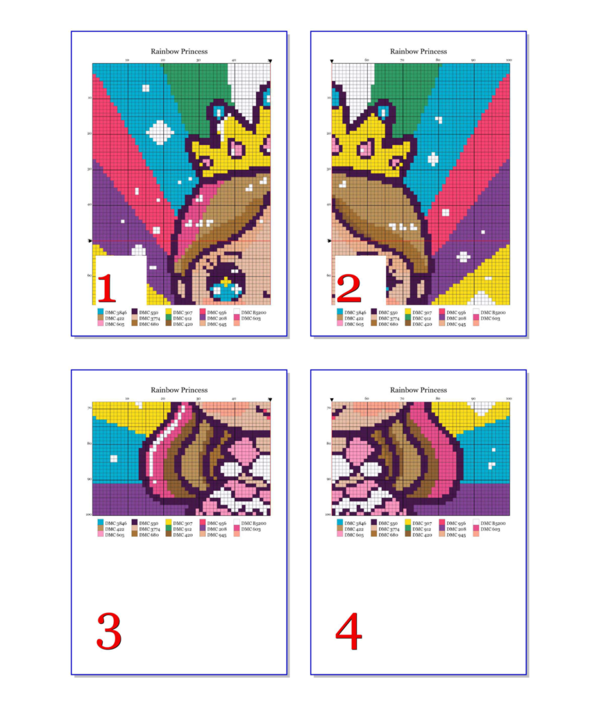 Cute Rainbow Princess Cross Stitch Pattern