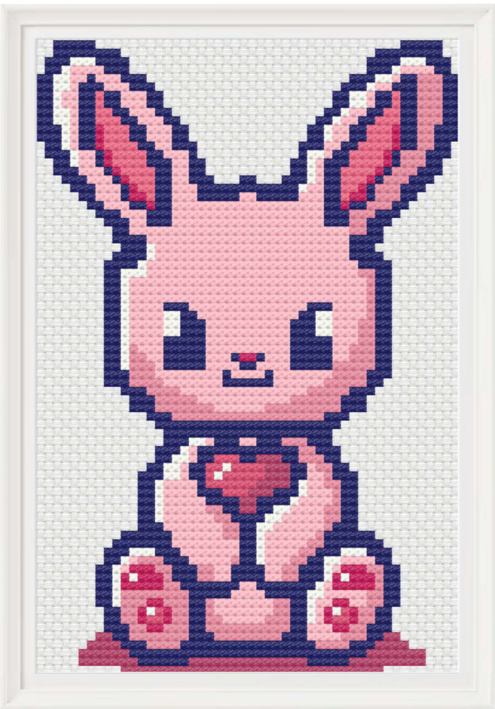 Free Cross Stitch Pattern: Adorable Bunny Holding a Heart